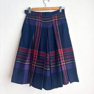 Vintage Bang Bang Plaid Wool Pleated Culottes Bermuda Shorts S
